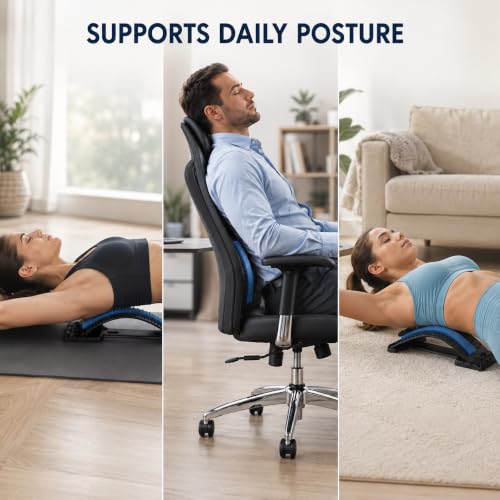 Image of Drumstone Adjustable Back & Lumbar Stretcher for Lower Back Pain Relief - 3 Level Spine Decompression Device with 88 Acupressure Points, Posture Corrector & Sciatica Support - 5 Years Warranty