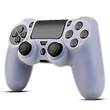 TNP PS4 Controller Hülle, PS4 Controller Grip Case für Sony Playstation 4 Wireless Controller, aus Silikon und Gummi, Spielzubehör, Transparentes Weiß