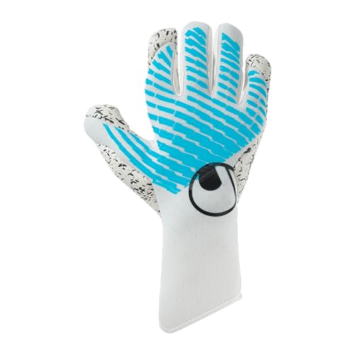 uhlsport Gants de Gardien de But de Football Fangmaschine Cybertec - Supergrip+ HN, 8, Blanc/Cyber Bleu/Noir