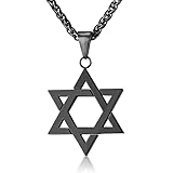 Mendes Collar para hombre Acero inoxidable David Estrella Negro