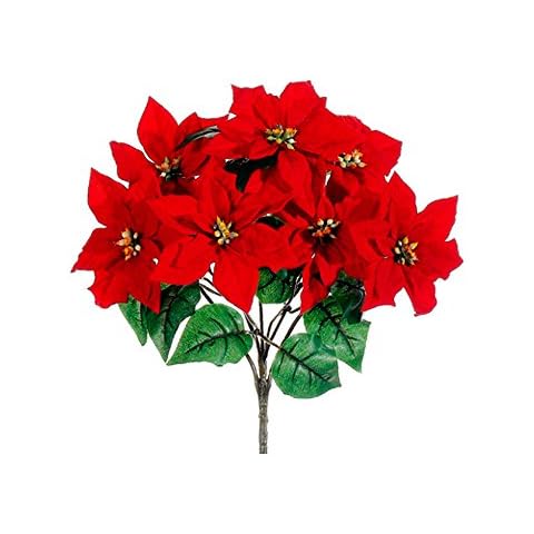 15" Water-Resistant Poinsettia Bush x7 Red (Pack of 12) Cover