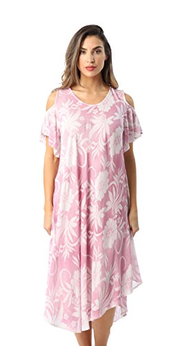 Riviera Sun 21833-Fus-S Cold Shoulder Umbrella Dress Fuchsia/White #TOP1
