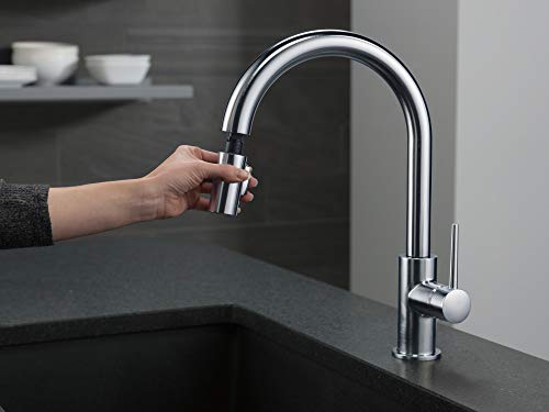 Image of Delta Faucet Trinsic Brushed Nickel Kitchen Faucet, Kitchen Faucets with Pull Down Sprayer, Kitchen Sink Faucet, Faucet for Kitchen Sink with Magnetic Docking, Arctic Stainless 9159-ARLS-DST