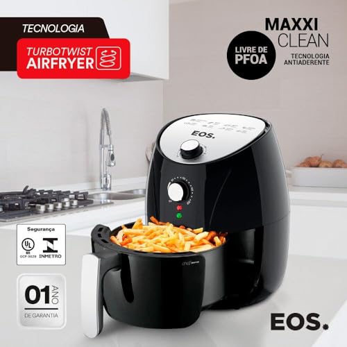 Fritadeira Sem Óleo Air fryer Eos Chef Gourmet 4 Litros Preto com Cinza Eaf40s 110v