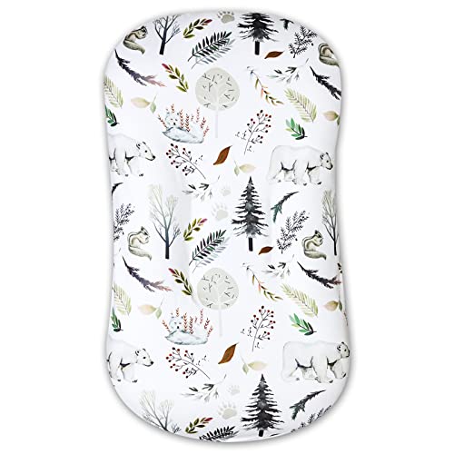 Image of Jundetye Newborn Lounger Cover for Boys and Girls Removable Cover Ultra Soft Comfortable Lounger Slipcover for Infant Lounger Pillow Woodland Animals