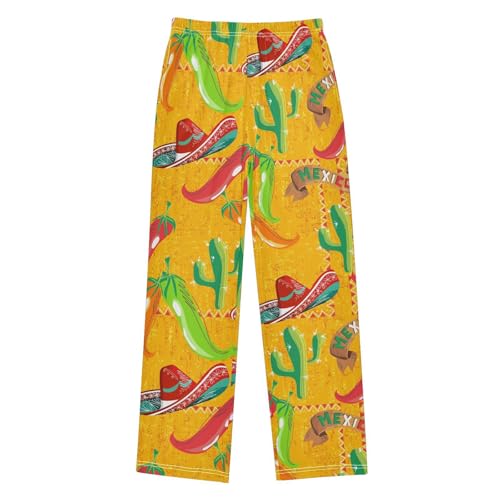 ZZXXB Mexico Chilli Boys Long Pants Soft Trousers Elastic Waist Kids Lounge Bottoms with Pockets S-XL