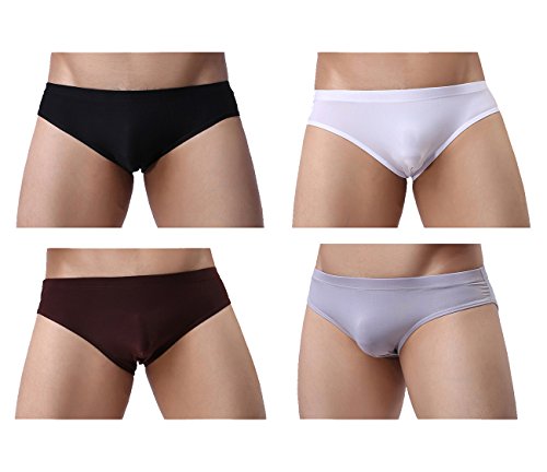 Ice-Silk Briefs, Men's Sexy Stretch Fit Ice-Silk Briefs with Low-Rise XL