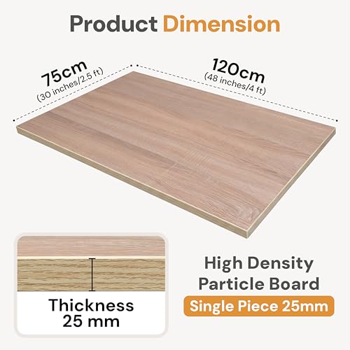Image of Table Top for Office, Study & Standing Desk - 25mm Pre-Laminated Engineered Wood, Matte Scratch & Spill Resistant, Load up to 120 kg, Suitable Frames - 48x30 inch,Highland Pine