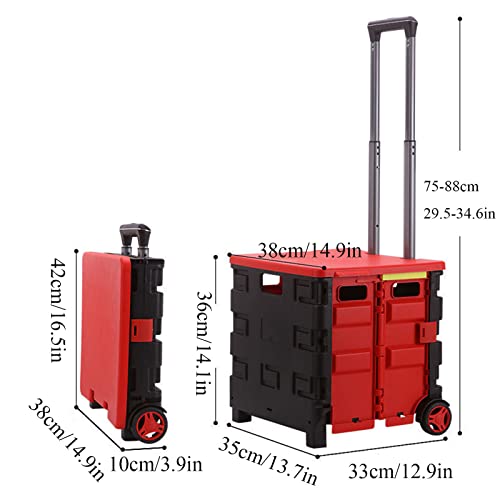 N+Z Einkaufstrolley Transport Trolley, Einkaufswagen Kunststoff Faltbar mit Deckel, Supermarkt Schwere Kapazität… – Bild 4
