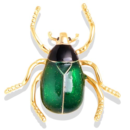 Image of Enamel Insect Beetle Brooch Pin for Women Men Gold-Toned Fashion Creative Bee Animal Brooches Lapel Pins Dainty Dress Accessories Birthday Party Jewelry