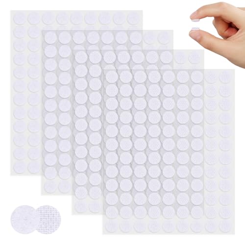 NUTKIT Scratch Autocollant Rond, 432 Pièces 10mm Autocollantes Hook & Loop Pastille Adhesive, Réutilisable, Scratch Autocollant Double Face Rond, pour...