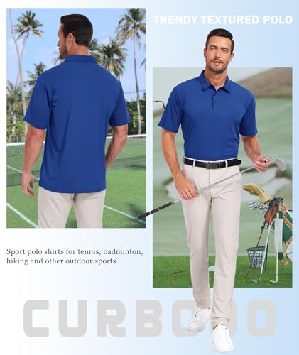Jacquard Polo Shirts for Men Short Sleeve Golf Shirt Dry Fit Moisture Wicking Performance Golf Shirts3