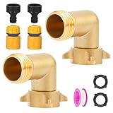 90 Degree Brass Garden Hose Elbow, High-Flow Valve Core...