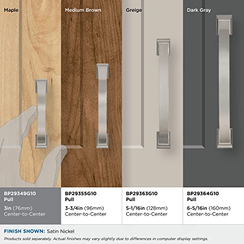 Image of Amerock | Cabinet Pull | Satin Nickel | 3 inch (76 mm) Center to Center | Candler | 1 Pack | Drawer Pull | Drawer Handle | Cabinet Hardware