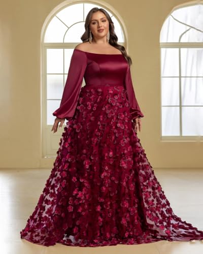 Women's Plus Size One Shoulder Long Sleeve A Line Dresses Elegant Formal Evening Party Gowns4