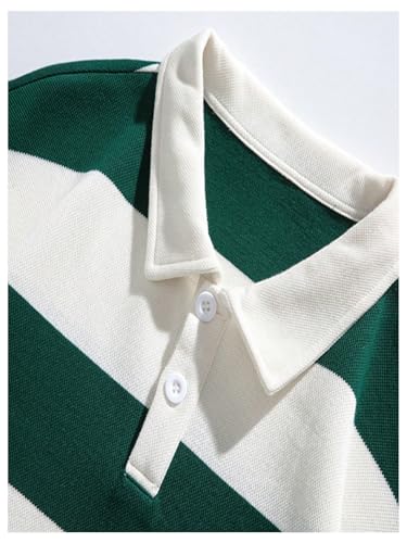 SweatyRocks Men's Loose Striped Sweatshirts Long Sleeve Collared Pullovers Preppy Top4