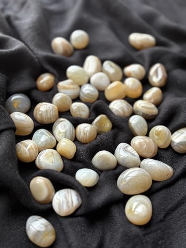 Image of Tumbled Stones, Natural Crystal Healing Stones, Home Office Decor, Aquarium Decorative Pebbles, Vase Fillers (Botswana Agate, 200)