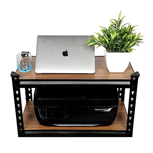 Image of Ash & Roh Wooden Steel Sections Adjustable Industrial Storage Rack and Shelves Steel Stand Bookshelf Adjustable Shelves (2 Section)