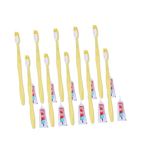 BCOATH 10Pcs Disposable Travel Toothbrush and Toothpaste Kit Mixed Colors for Hotels Convenient Essentials for Guests for Go Oral Care