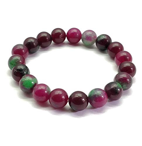 GEMZ Natural Ruby Zoisite 8 mm Round Smooth Beads Stretchable 7 inch Bracelet Healing/Meditation/Prosperity2