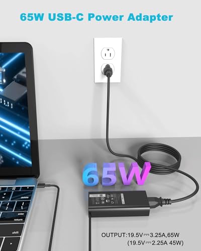 Image of 60W 65W USB C Laptop Charger Compatible with Dell Latitude 5540 5550 5420 5450 3550 7420 3540 3450 5520 7440 7430 5530 5430 e5440 for Chromebook XPS 13 Computer AC Power Adapter