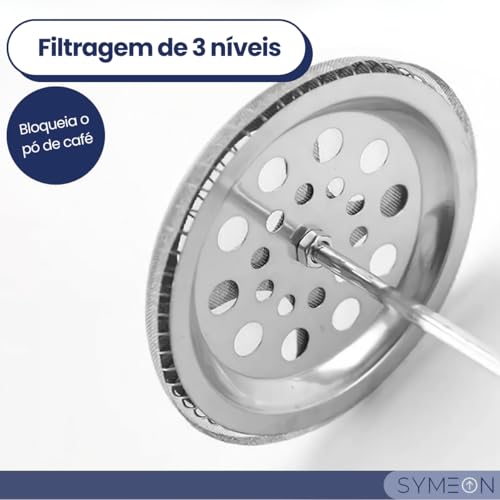 Cafeteira Prensa Francesa Manual Vidro Aço Inox Cremeira Espuma De Leite Com Alça Reforçada 350ml