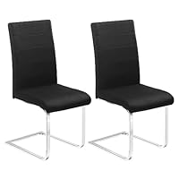 Yaheetech Eetkamerstoelen, set van 2, eetkamerstoel, schommelstoel, vrijschommelstoel, 135 kg belastbaar, zwart kunstleer