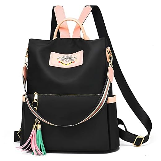 Bolso de Moda Mochila Antirrobo Pequeña Mujer, Mochilas Negro Viaje Bolsa Messenger Chicas Bandolera Mano Oxford Nylon Impermeable Bolsos Lona Casual para Diario Trabajo y Gimnasio Deporte