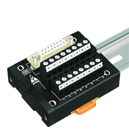 Módulo de interfaz DB15 D-Sub para montaje en carril DIN y cable de señal HL-FX-DB15F-TB