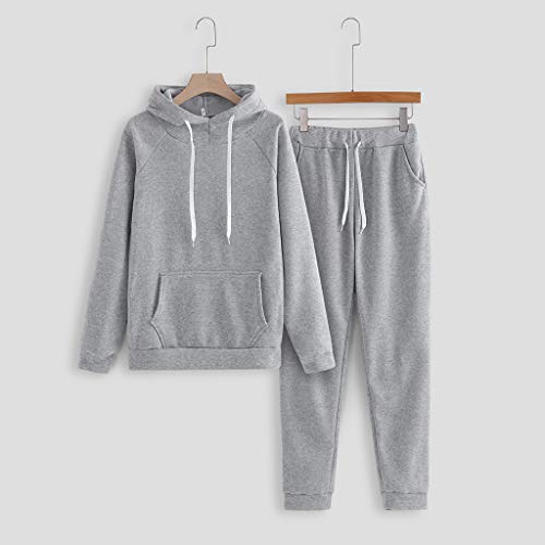 Generique Survetement Femme 2 Pieces Sweat a Capuche et Ample Pantalon Manches Longues Couleur Unie Survetement avec Poches Grandes Tailles Sweat Hoodies et Pantalon Jogging