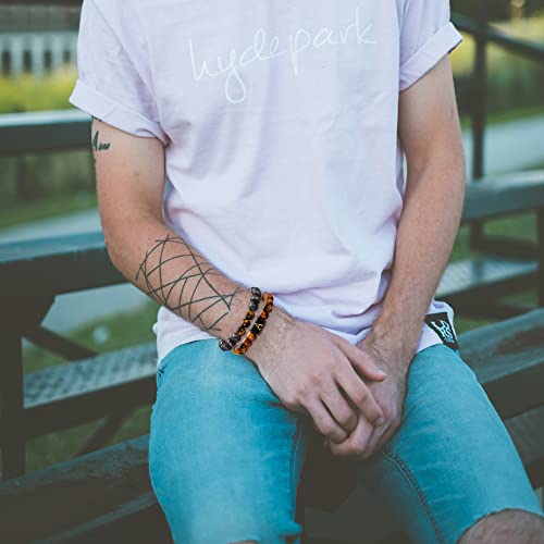 M MOOHAM Christmas Gifts for Men Bracelets - Tiger Eye Bracelet Men Birthday Gifts for Men Unique Initial Bracelet for Men Gifts for Teen Boys Gifts Ideas 14-16 Christmas Gifts for Teens - Image 5