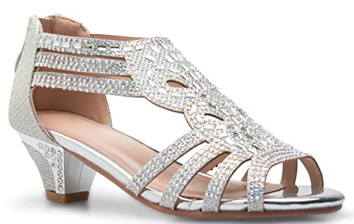Image of Olivia K Girl's Cute Adorable Strappy Glitter Open Toe Heel Sandals - Adjustable buckle