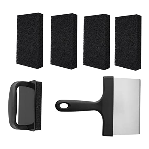 IWOWHERO Herramientas De Limpieza para Barbacoas Cepillos para Limpieza De Cocina Espátulas Negras para Limpiar Parrillas y Planchas De Cocina