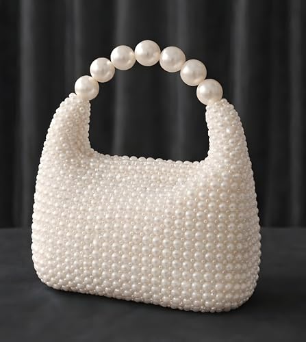 Image of Women Pearl Beaded Clutch Handle Bag Evening HandBag
