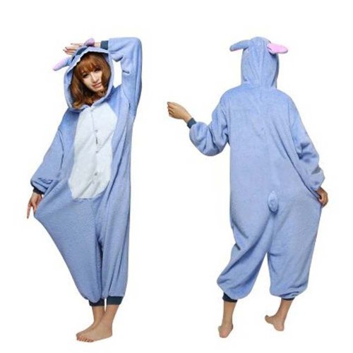 Win8Fong Kigurumi-Pyjama, Tier-Anime, Cosplay-Kostüm, unisex, Erwachsene, Halloweenparty, heiße Party, Einteiler, Schlafbekleidung, blaue Nähte, Blau