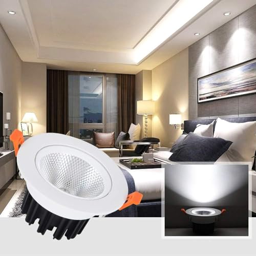 Spot LED COB encastré 15W orientable 6000K en aluminium blanc - 2