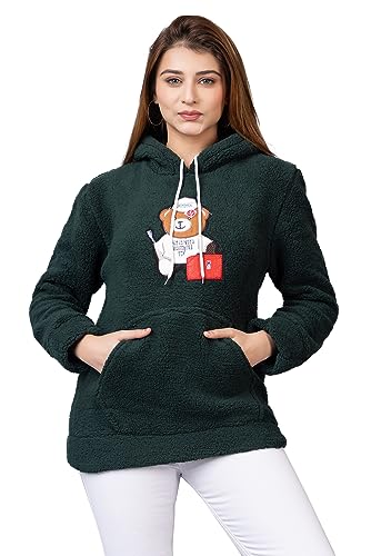 Image of Wear lusso Women Wool Blend Hooded Neck Sweatshirt with Hoodies | Full Sleeves Women's Winter Wear | Warm & Stylish Hoodie