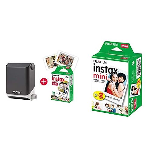 KiiPix - Imprimante Photo instantanée pour Smartphone & Fujifilm - Twin Films pour Instax Mini - 86 x 54 mm - 10 Feuilles x 2 Paquets = 20 Feuilles