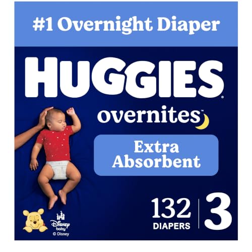 Image of Huggies Overnites Diapers Size 3, 132 Count (2 Packs of 66)