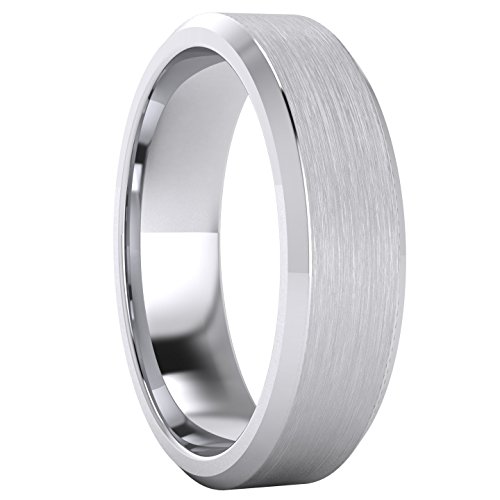 Heavy Solid Sterling Silver 6mm Flat Court Shape Matt Centre Polished Bevel Edges Mens Wedding Ring Plain Band3