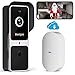 Sonnette sans Fil avec Camera WiFi, Bextgoo 1080P FHD Visiophone sans Fil avec Carillon, Détection de Mouvement, Audio Bidirectionnel, Vision Nocturne Claire, Stockage en Nuage Gratuit