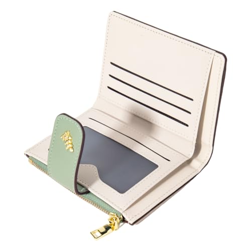 PU Leather Wallet Holder Floral Bifold Clutch for (Green)