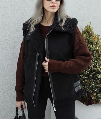 Chaleco de lana de cordero premium grueso con silueta oversize para invierno 3