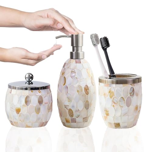Escenzy Natural Shell Bathroom Accessories Sets 3 Pcs | Luxurious