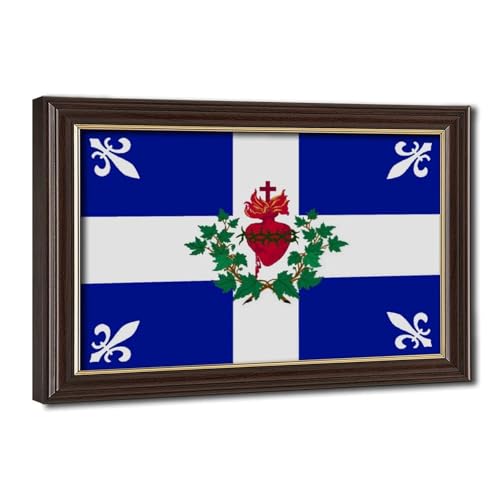 Impression sur toile du drapeau du Sacré-Cœur 50x75 cm : cadre mural suspendu déco bureau