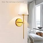 Wall Sconces Sets of 2, Retro Industrial Wall Lamps, Vanity Sconces Wall Lighting with White Fabric Shades, Wall Lights Suitable for Bathroom Bedroom Living Room Kitchen Gold - Image 2