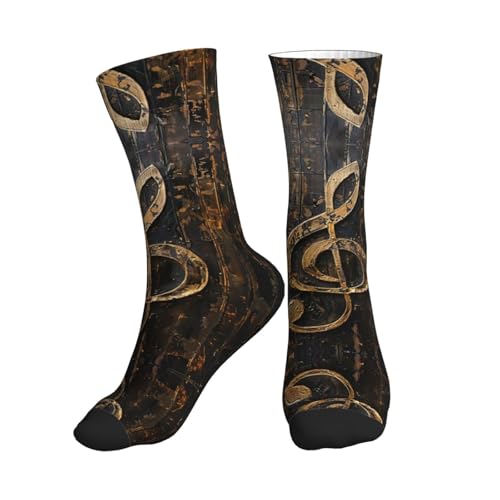 XTYGETY Sportsocken für Herren, mit Musik-Symbol-Druck, atmungsaktive Socken, Sportsocken zum Laufen, Damensocken, 1 Schwarz, Einheitsgröße