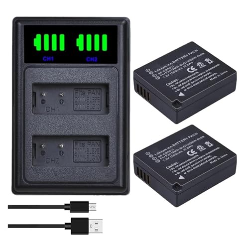 Batería DMW BLG10 BLG10E BLG10PP BLE9 BLE9E BLE9PP, Compatible con Panasonic, Lumix DMC GF6 GX7 GX80 GF3 GF5 LX100 DC TZ99(Set)