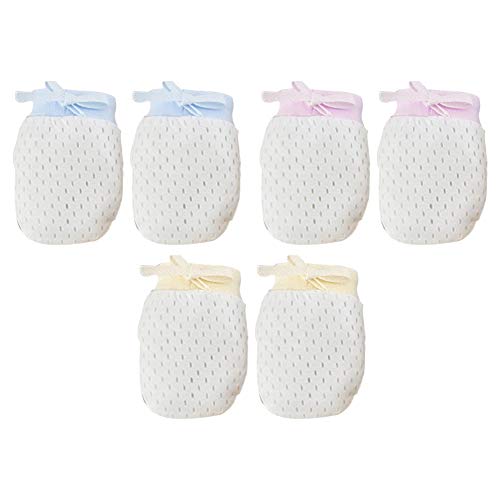 Weeygo 3 Pares Unisex Para Bebé Algodón Guantes Manoplas Antiarañazos Mitones Nacidos Guantes Respirable