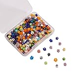 UR URLIFEHALL 264 Pcs Flower Millefiori Lampwork Glass Beads Flower Glass Flat Beads for Jewelry...